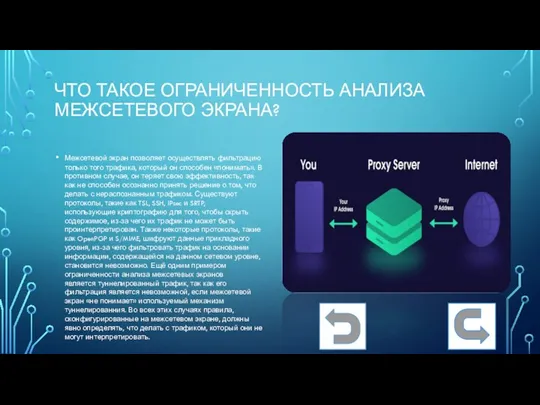 ЧТО ТАКОЕ ОГРАНИЧЕННОСТЬ АНАЛИЗА МЕЖСЕТЕВОГО ЭКРАНА? Межсетевой экран позволяет осуществлять