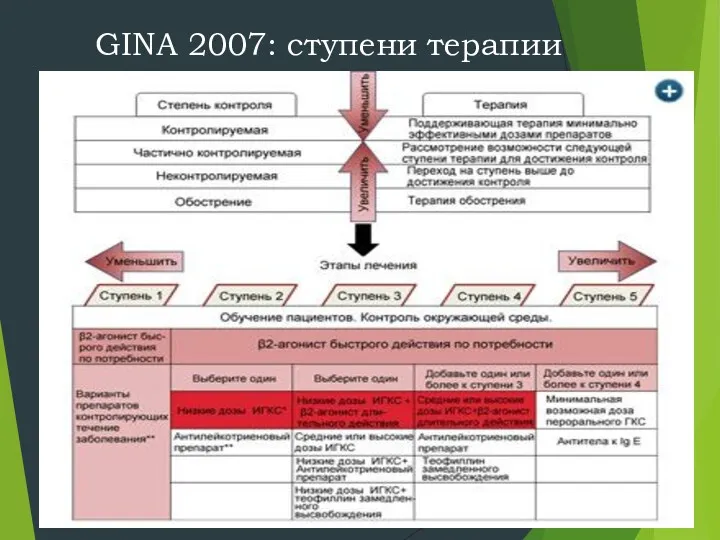 GINA 2007: ступени терапии