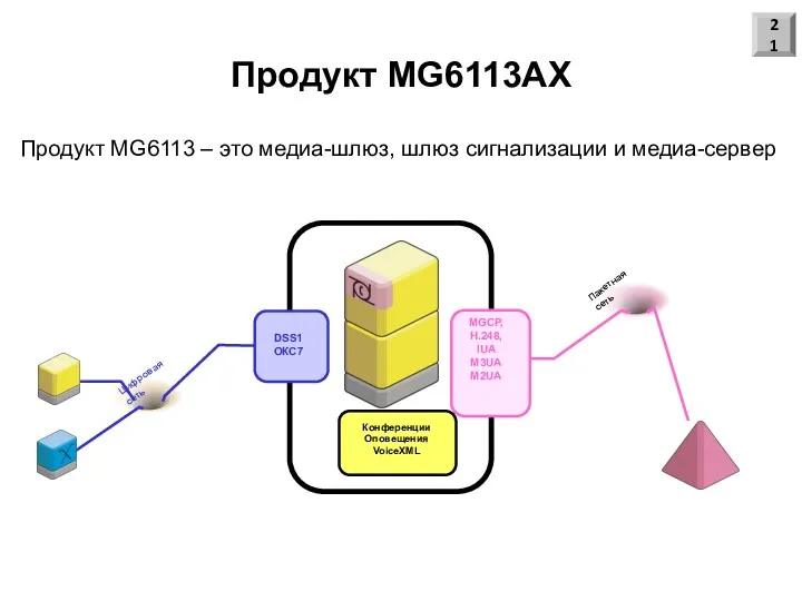 Продукт MG6113AX Пакетная сеть Цифровая сеть DSS1 ОКС7 MGCP, H.248,