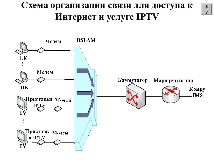 Схема организации связи для доступа к Интернет и услуге IPTV 37