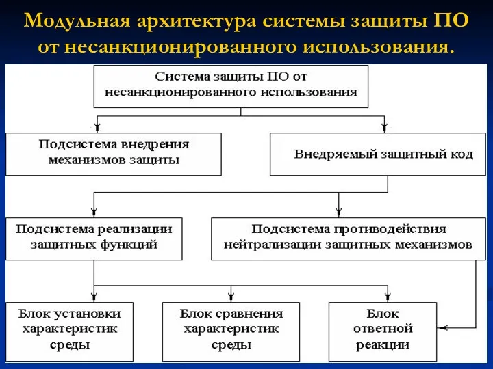 Модульная архитектура системы защиты ПО от несанкционированного использования.