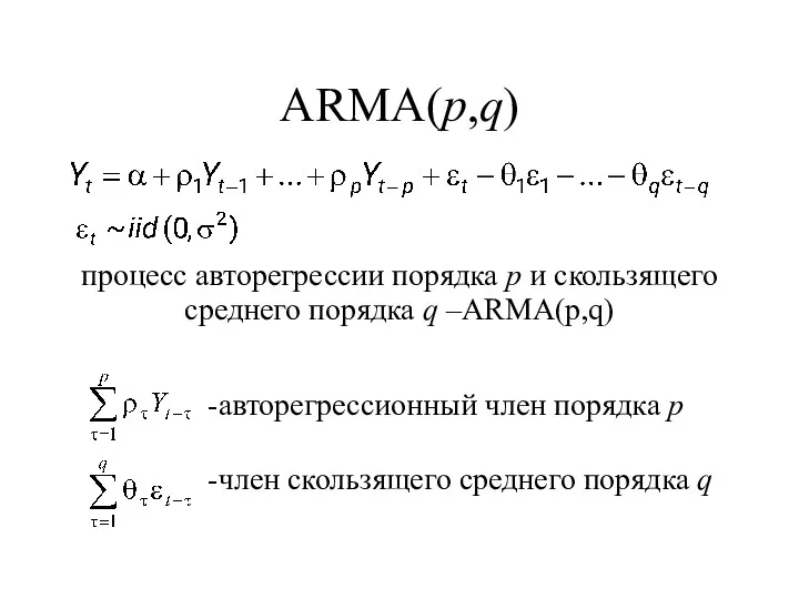 ARMA(p,q) процесс авторегрессии порядка p и скользящего среднего порядка q