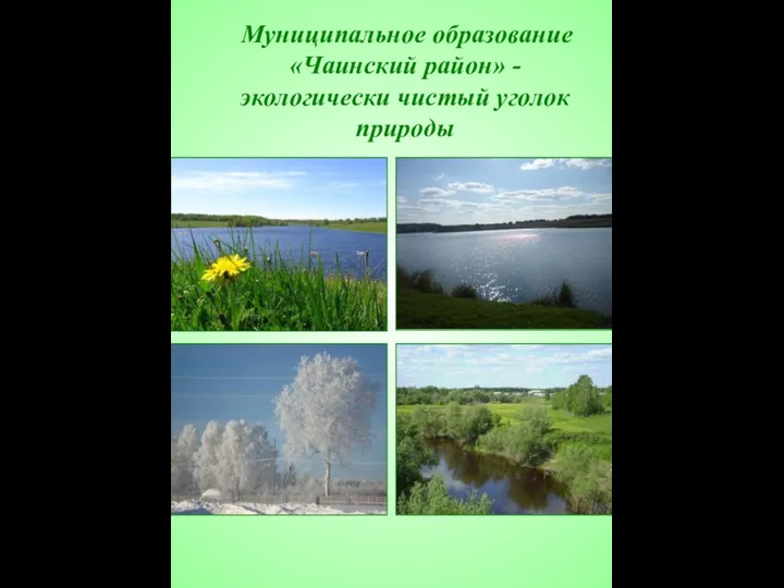 Муниципальное образование «Чаинский район» -экологически чистый уголок природы