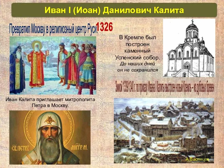 Иван Калита приглашает митрополита Петра в Москву. Зимой 1339/1340 г.