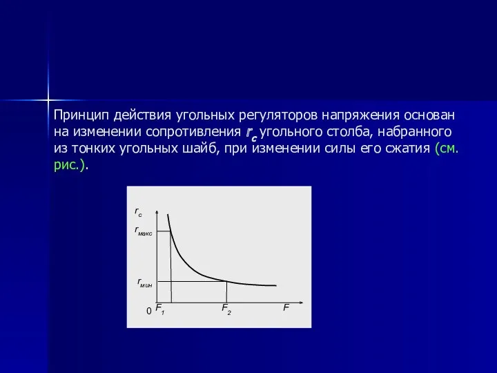 Принцип действия угольных регуляторов напряжения основан на изменении сопротивления rс