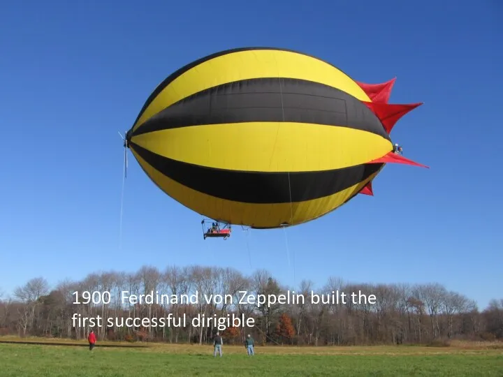 1900 Ferdinand von Zeppelin built the first successful dirigible