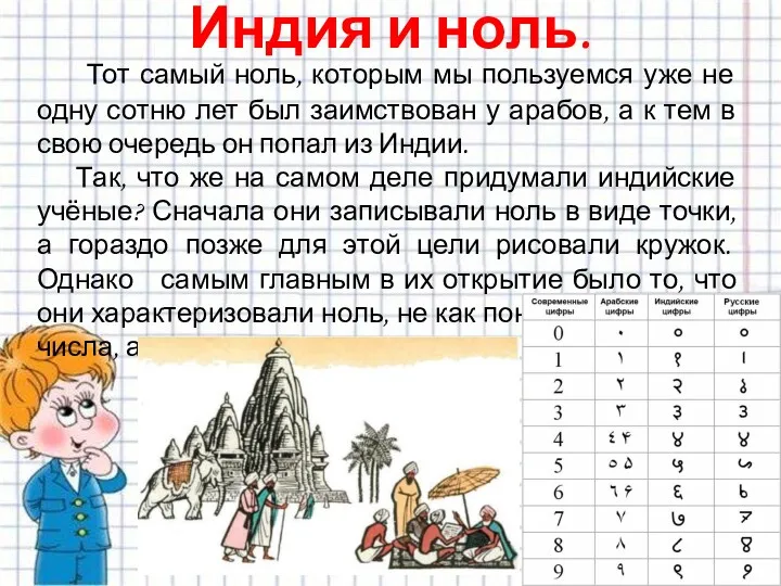 Индия и ноль. Тот самый ноль, которым мы пользуемся уже