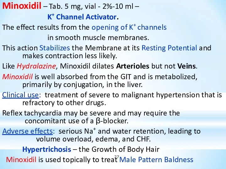 Minoxidil – Tab. 5 mg, vial - 2%-10 ml –
