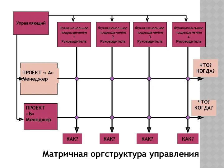 Управляющий Функциональное подразделение 1 Руководитель Функциональное подразделение 2 Руководитель Функциональное