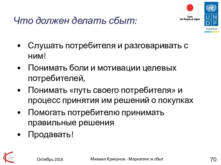 Что должен делать сбыт: Октябрь 2018 Михаил Крикунов - Маркетинг