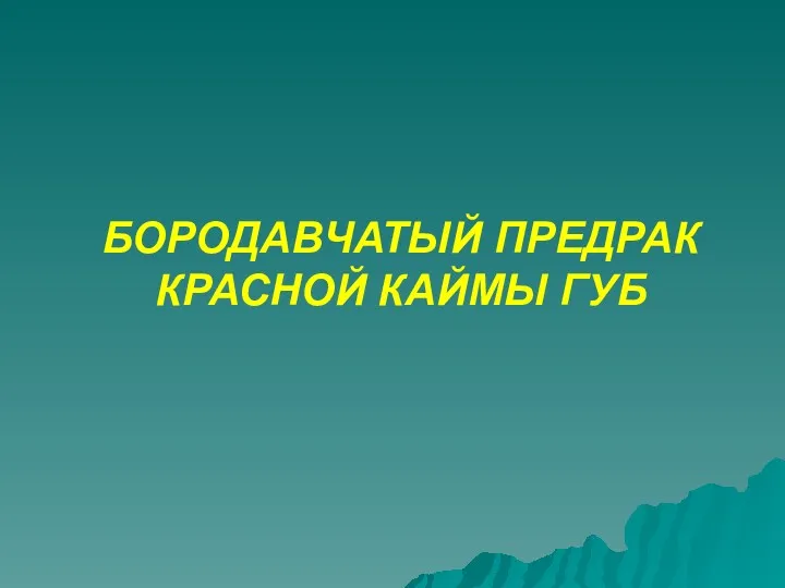 БОРОДАВЧАТЫЙ ПРЕДРАК КРАСНОЙ КАЙМЫ ГУБ