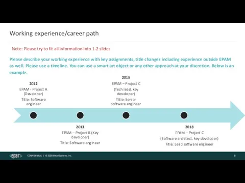 Working experience/career path Please describe your working experience with key