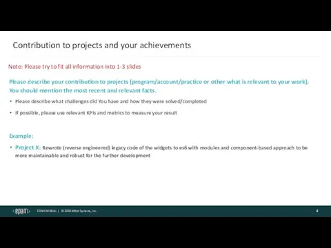 Contribution to projects and your achievements Please describe your contribution