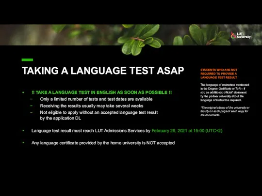 !! TAKE A LANGUAGE TEST IN ENGLISH AS SOON AS