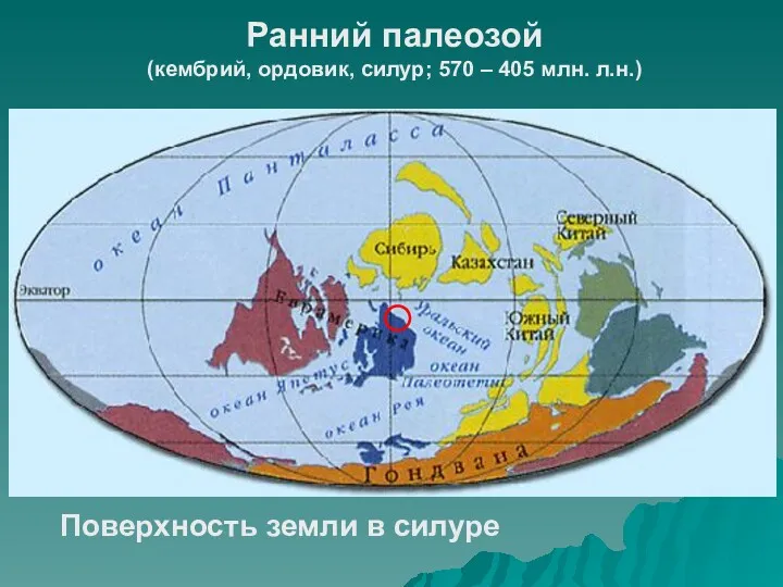 Ранний палеозой (кембрий, ордовик, силур; 570 – 405 млн. л.н.) Поверхность земли в силуре