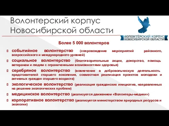 Волонтерский корпус Новосибирской области событийное волонтерство (сопровождение мероприятий районного, всероссийского