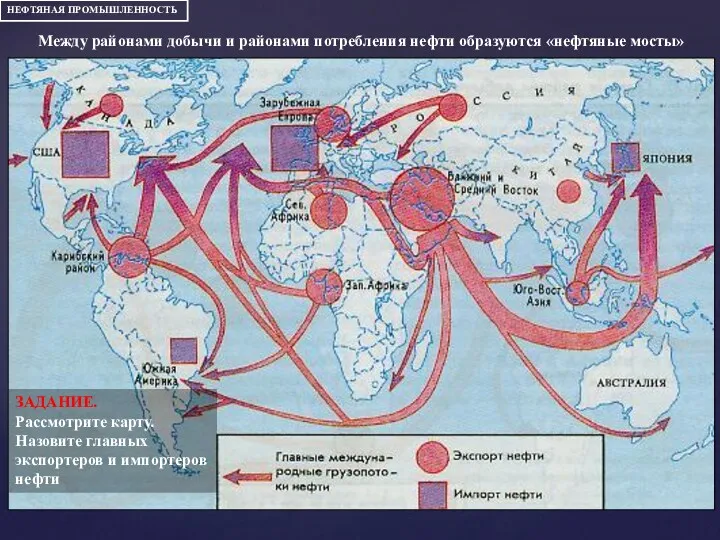 Между районами добычи и районами потребления нефти образуются «нефтяные мосты»