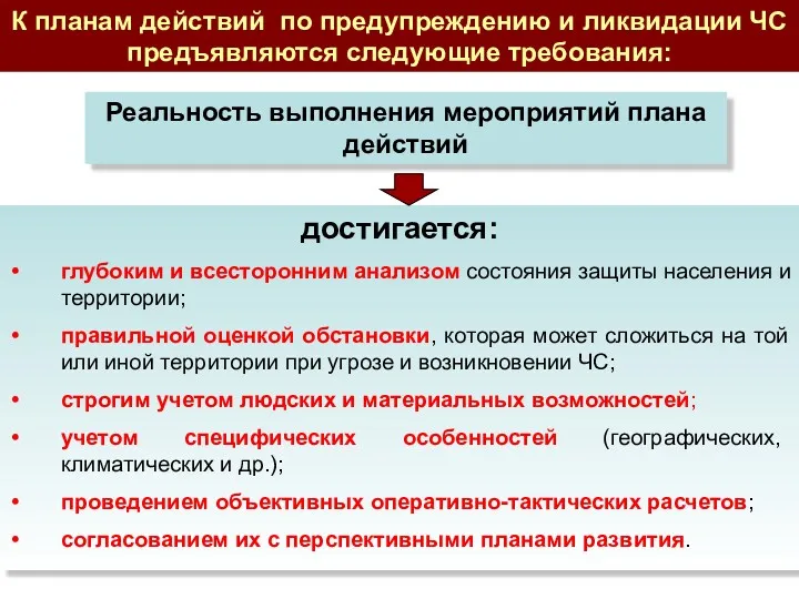 достигается: глубоким и всесторонним анализом состояния защиты населения и территории;