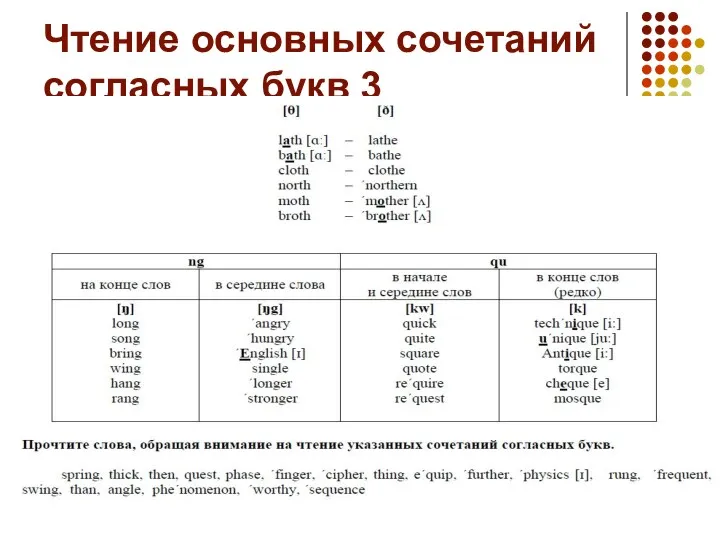 Чтение основных сочетаний согласных букв 3