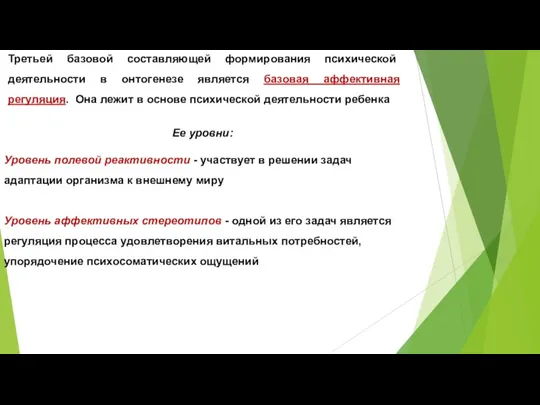 Третьей базовой составляющей формирова­ния психической деятельности в онтогенезе является базовая