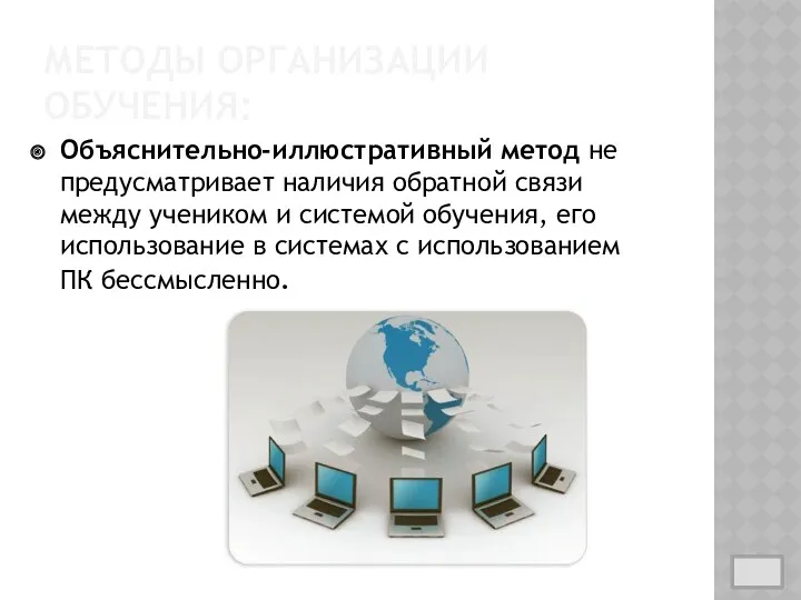 МЕТОДЫ ОРГАНИЗАЦИИ ОБУЧЕНИЯ: Объяснительно-иллюстративный метод не предусматривает наличия обратной связи