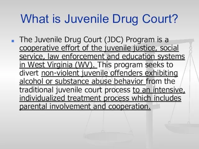 What is Juvenile Drug Court? The Juvenile Drug Court (JDC)