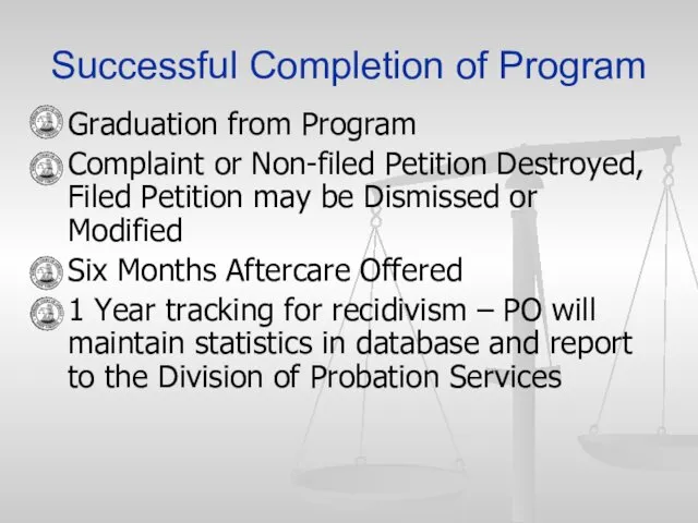 Successful Completion of Program Graduation from Program Complaint or Non-filed