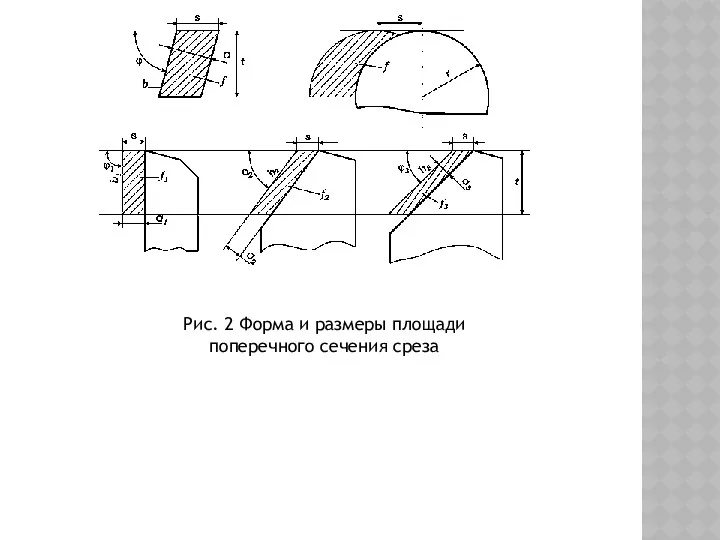 Рис. 2 Форма и размеры площади поперечного сечения среза
