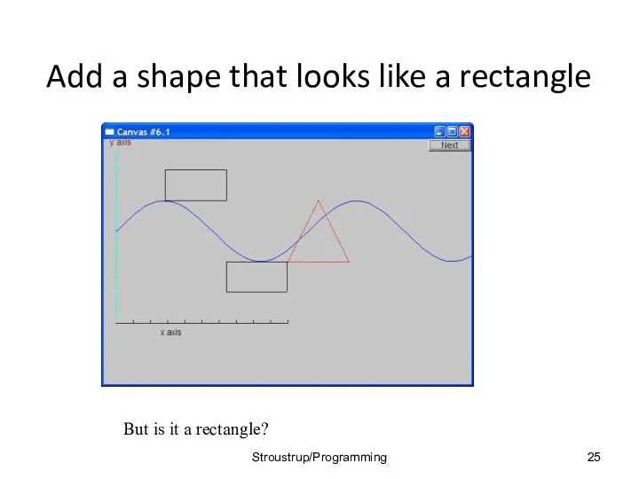 Add a shape that looks like a rectangle But is it a rectangle? Stroustrup/Programming