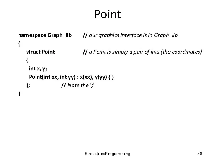 Point namespace Graph_lib // our graphics interface is in Graph_lib