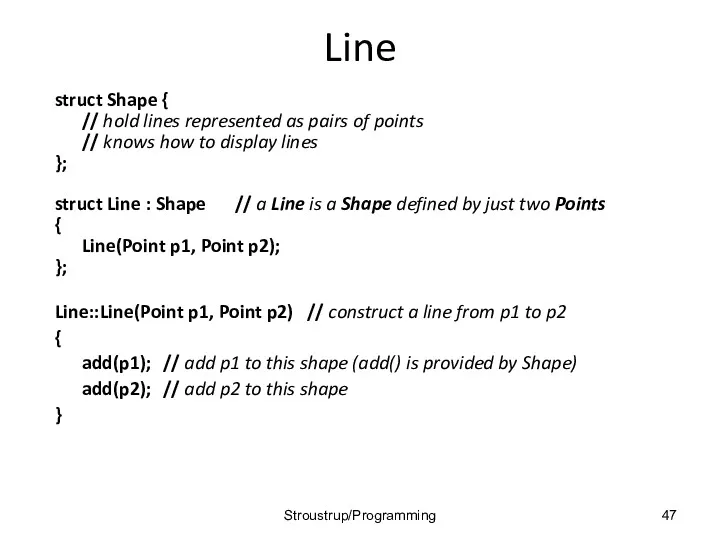 Line struct Shape { // hold lines represented as pairs