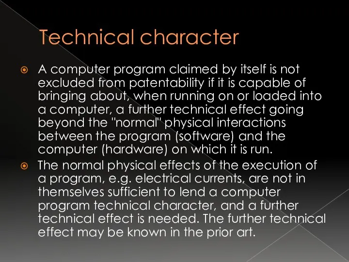 Technical character A computer program claimed by itself is not