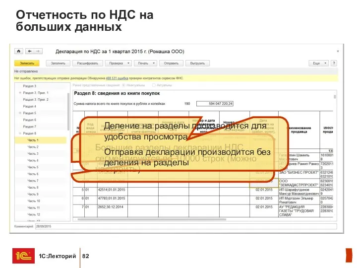 Отчетность по НДС на больших данных Большие разделы декларации НДС