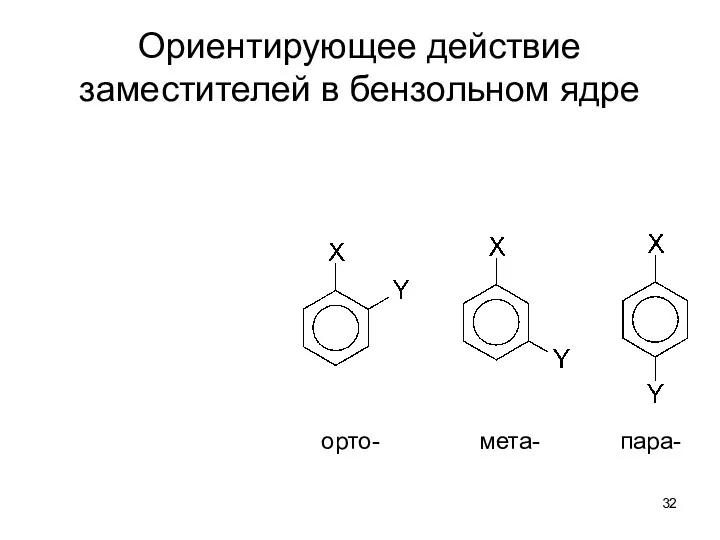 Ориентирующее действие заместителей в бензольном ядре орто- мета- пара-