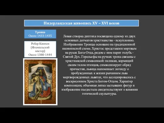 Нидерландская живопись XV – XVI веков Троица Около 1433-1435 Робер