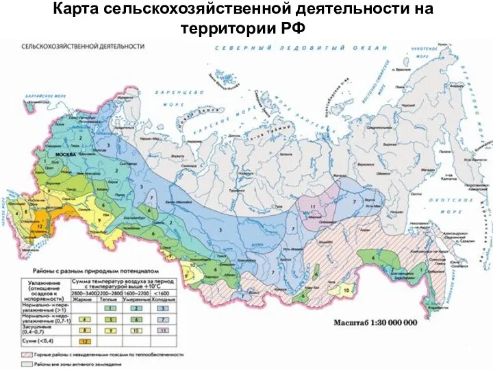 Карта сельскохозяйственной деятельности на территории РФ