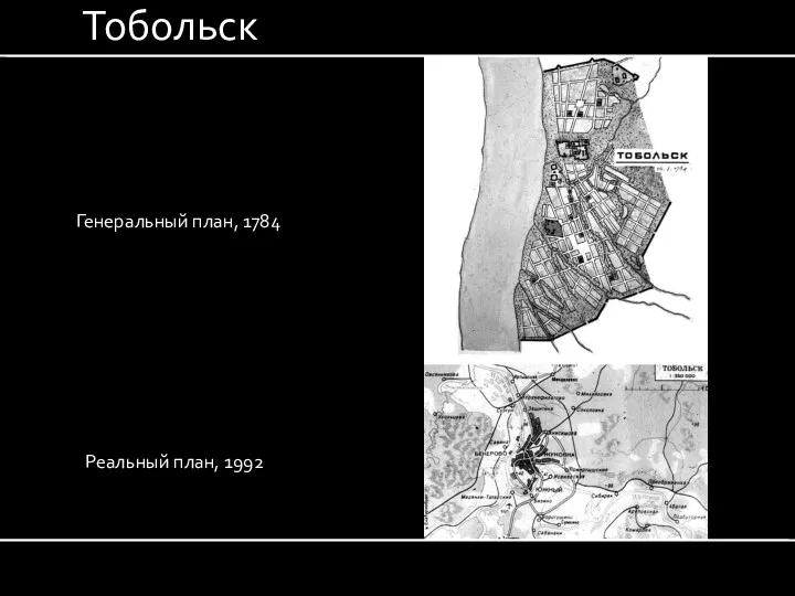 Тобольск Генеральный план, 1784 Реальный план, 1992