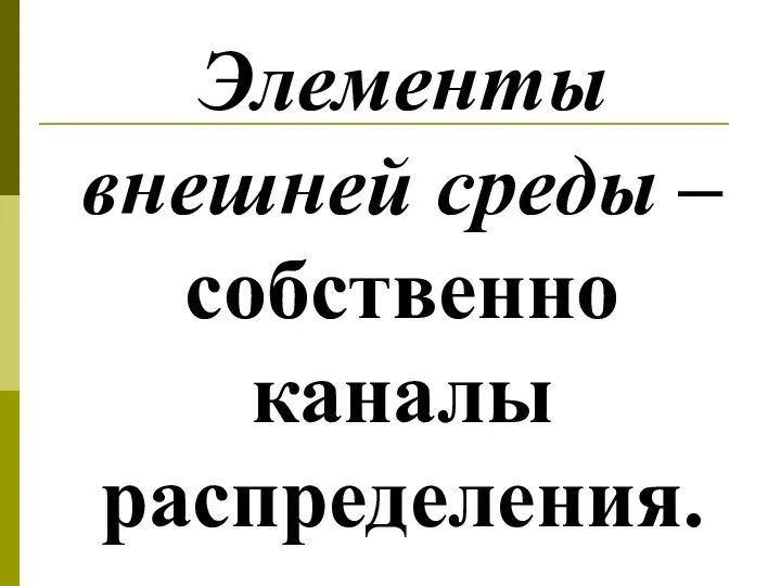 Элементы внешней среды – собственно каналы распределения.