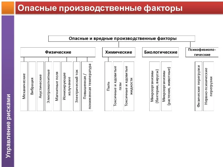 Опасные производственные факторы Управление рисками