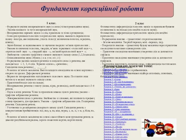 Фундамент корекційної роботи 1 клас. - Формувати уміння виокремлювати звук