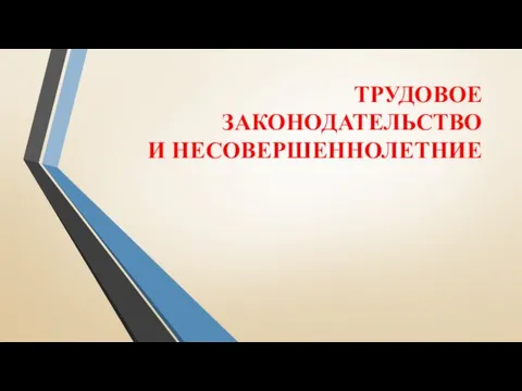 ТРУДОВОЕ ЗАКОНОДАТЕЛЬСТВО И НЕСОВЕРШЕННОЛЕТНИЕ