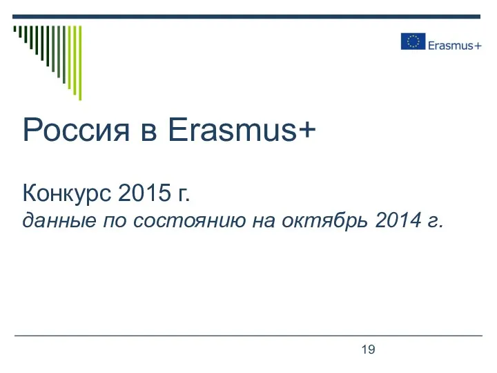 Россия в Erasmus+ Конкурс 2015 г. данные по состоянию на октябрь 2014 г.