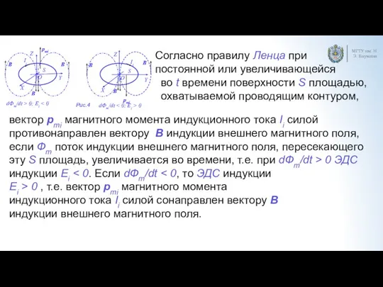 МГТУ им. Н.Э. Баумана Согласно правилу Ленца при постоянной или