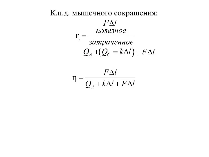 К.п.д. мышечного сокращения: