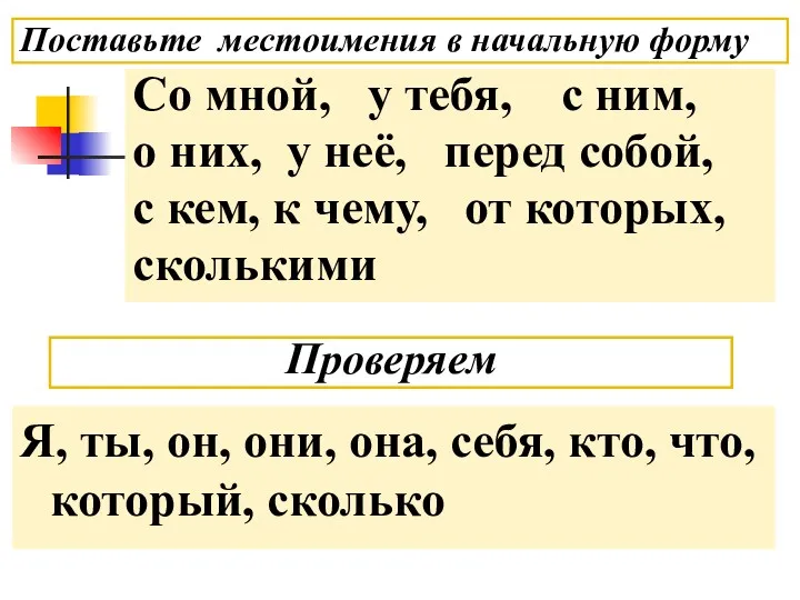 Проверяем Я, ты, он, они, она, себя, кто, что, который,