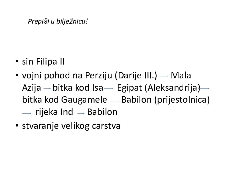 sin Filipa II vojni pohod na Perziju (Darije III.) Mala