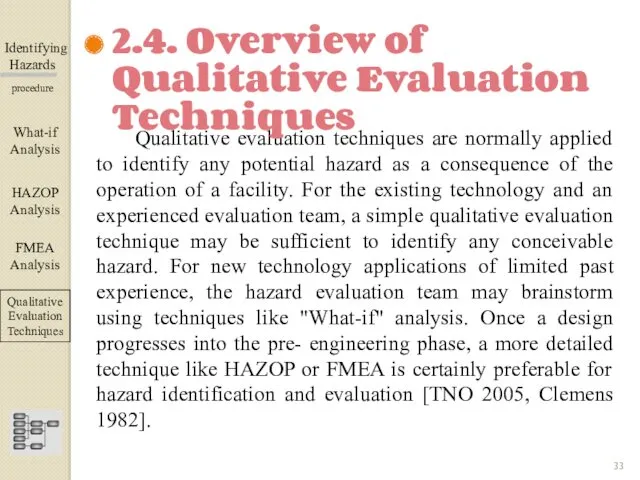 Identifying Hazards ▀▀▀▀▀▀▀▀▀▀▀▀ procedure Qualitative evaluation techniques are normally applied