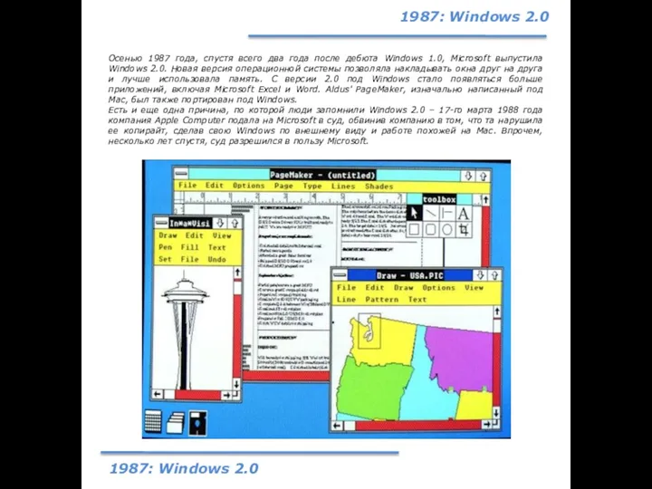 1987: Windows 2.0 1987: Windows 2.0 Осенью 1987 года, спустя