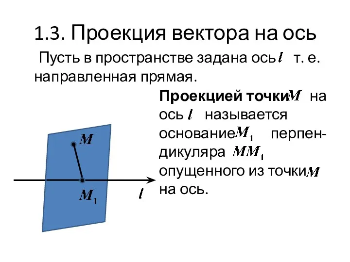 1.3. Проекция вектора на ось Пусть в пространстве задана ось