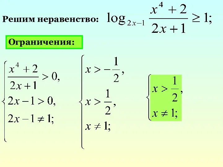 Ограничения: Решим неравенство: